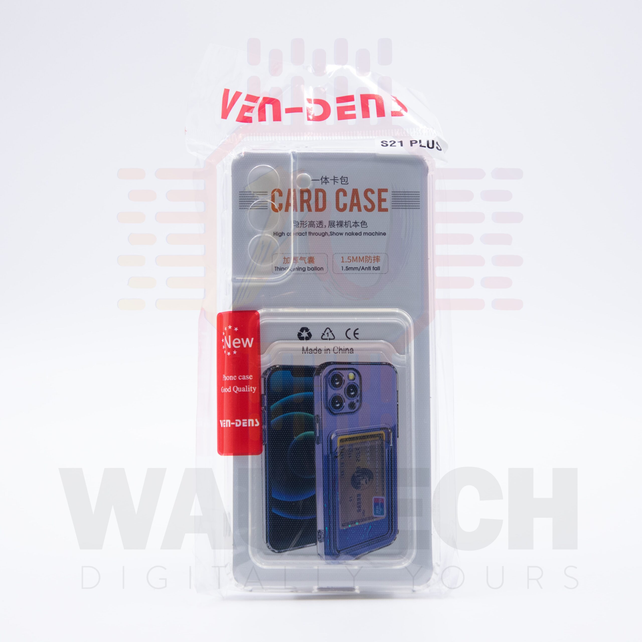 VEN-DENS Samsung Galaxy S21 Plus Case with Card Slot - Clear - Back2 - Wautech Peterborough