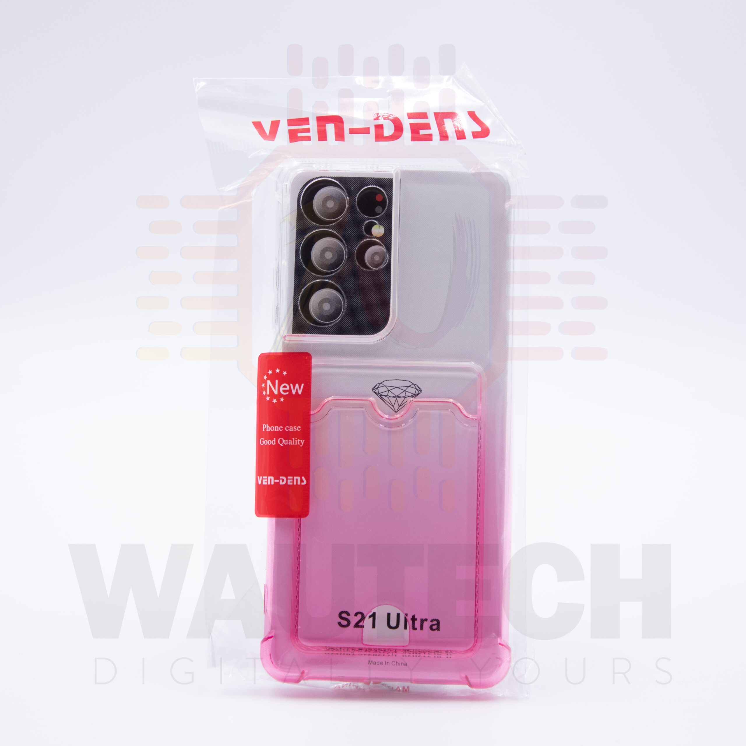 VEN-DENS-Samsung-Galaxy-S21-Ultra-Case-with-Card-Slot-Pink-Clear-Back2-Wautech-Peterborough