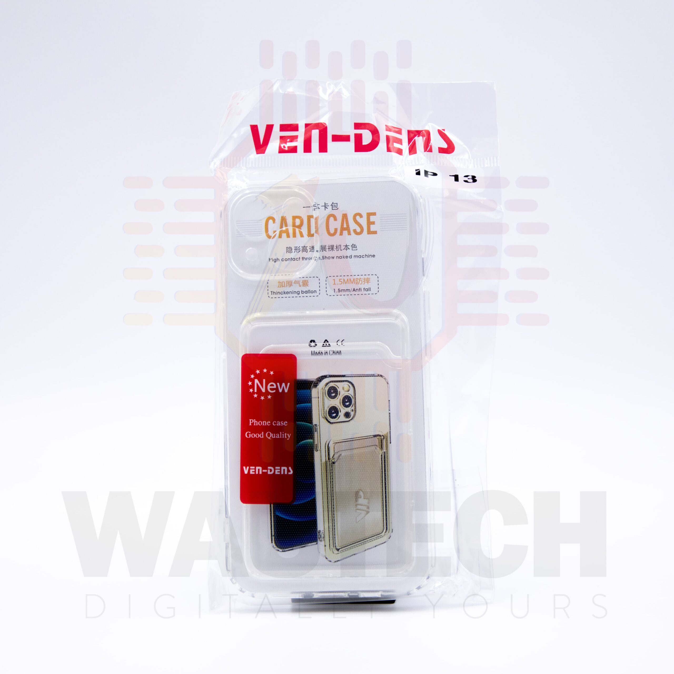 VEN-DENS Apple 13 (6.1-Inch) TPU Case with Card Slot - Front - Clear