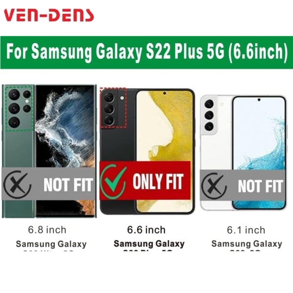 Ven-Dens Samsung Galaxy S22+ TPU Clear Case Protective Cover with Reinforced Corners – Clear3