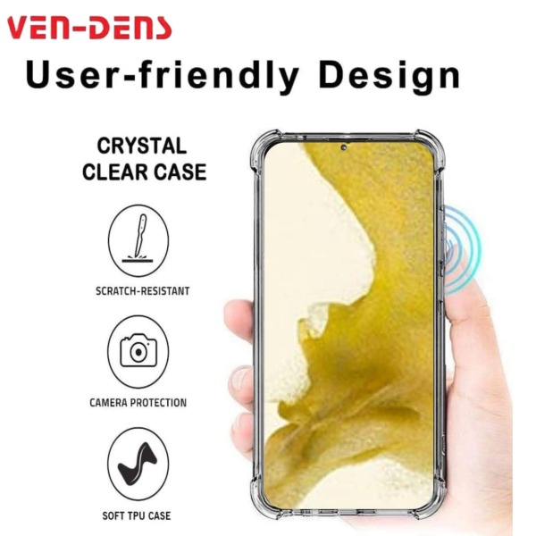 Ven-Dens Samsung Galaxy S22+ TPU Clear Case Protective Cover with Reinforced Corners – Clear5