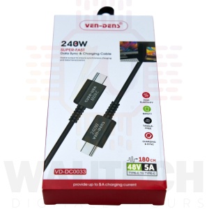 VEN-DENS 240W Super Fast Charging Type-C Data Sync Charge Cable (VD-DC0033) – Black3 Wautech