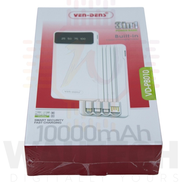 Ven-Dens 3in1 HQ Power Bank with Display 10000mAh - White3 (VD-PB010) - Wautech