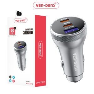 Ven-Dens 3 Port 90w Powerful Car Charger Adapter3 (VD-CC012)