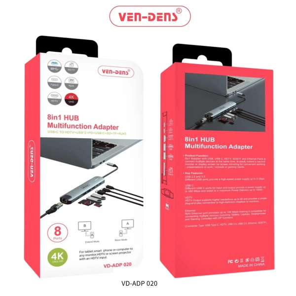 Ven-Dens 8in1 Multifunction Adapter2 (VD-ADP-020)