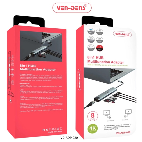 Ven-Dens 8in1 Multifunction Adapter3 (VD-ADP-020)