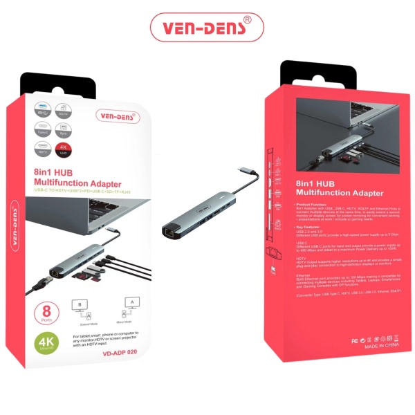 Ven-Dens 8in1 Multifunction Adapter9 (VD-ADP-020)