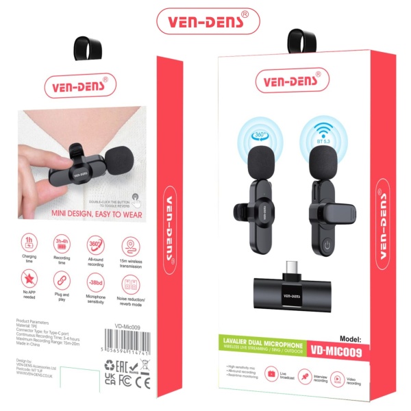 Ven-Dens Wireless Dual Microphone Type C Plug3 (VD-MIC009)