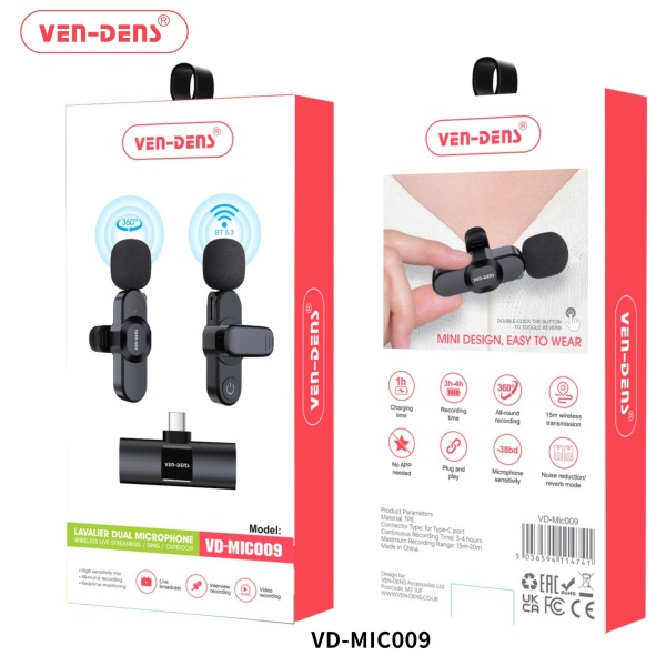 Ven-Dens Wireless Dual Microphone Type C Plug4 (VD-MIC009)