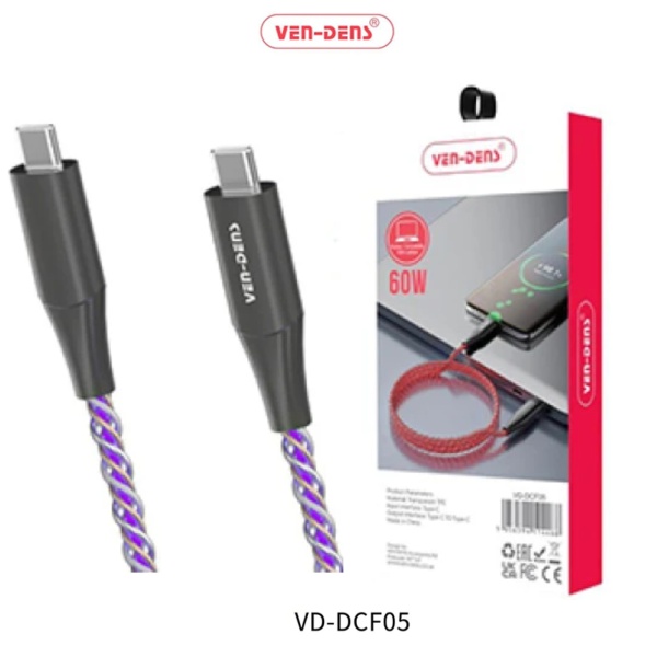 Ven-Dens 60W PD Fast Charge light Flowing Type-C to Type-C Data Cable7 (VD-DCF05)