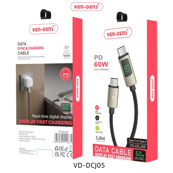 Ven-Dens 60W Type C to Type C Display Charging Cable3 (VD-DCJ05)