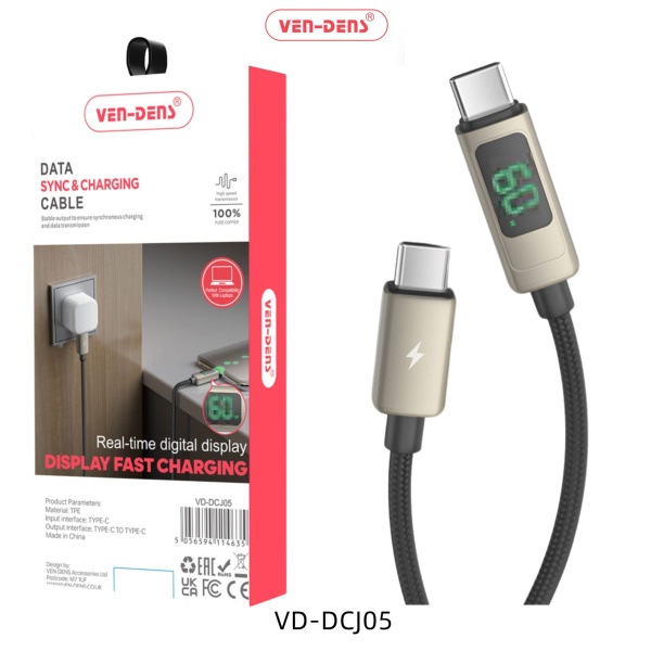 Ven-Dens 60W Type C to Type C Display Charging Cable8 (VD-DCJ05)