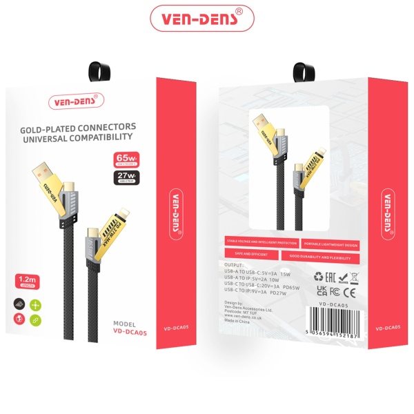 Ven-Dens Samsung Galaxy 4in1 Gold Plated Type C Cable1 (VD-DCA05)