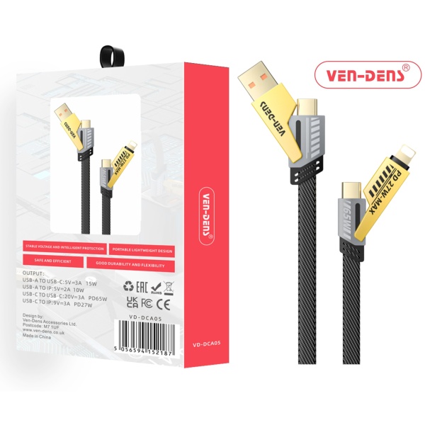 Ven-Dens Samsung Galaxy 4in1 Gold Plated Type C Cable6 (VD-DCA05)