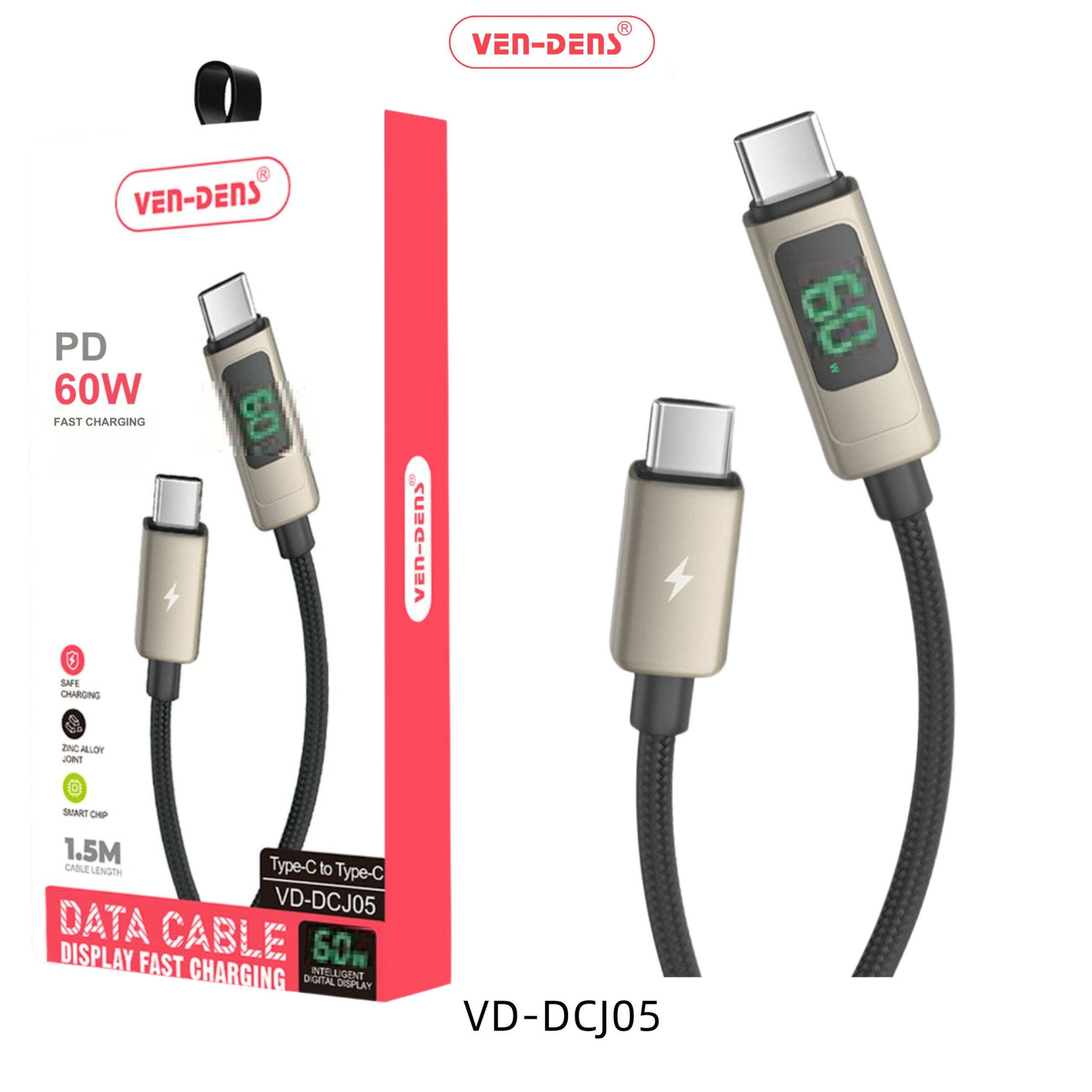 Ven-Dens 60W Type C to Type C Display Charging Cable6 (VD-DCJ05)