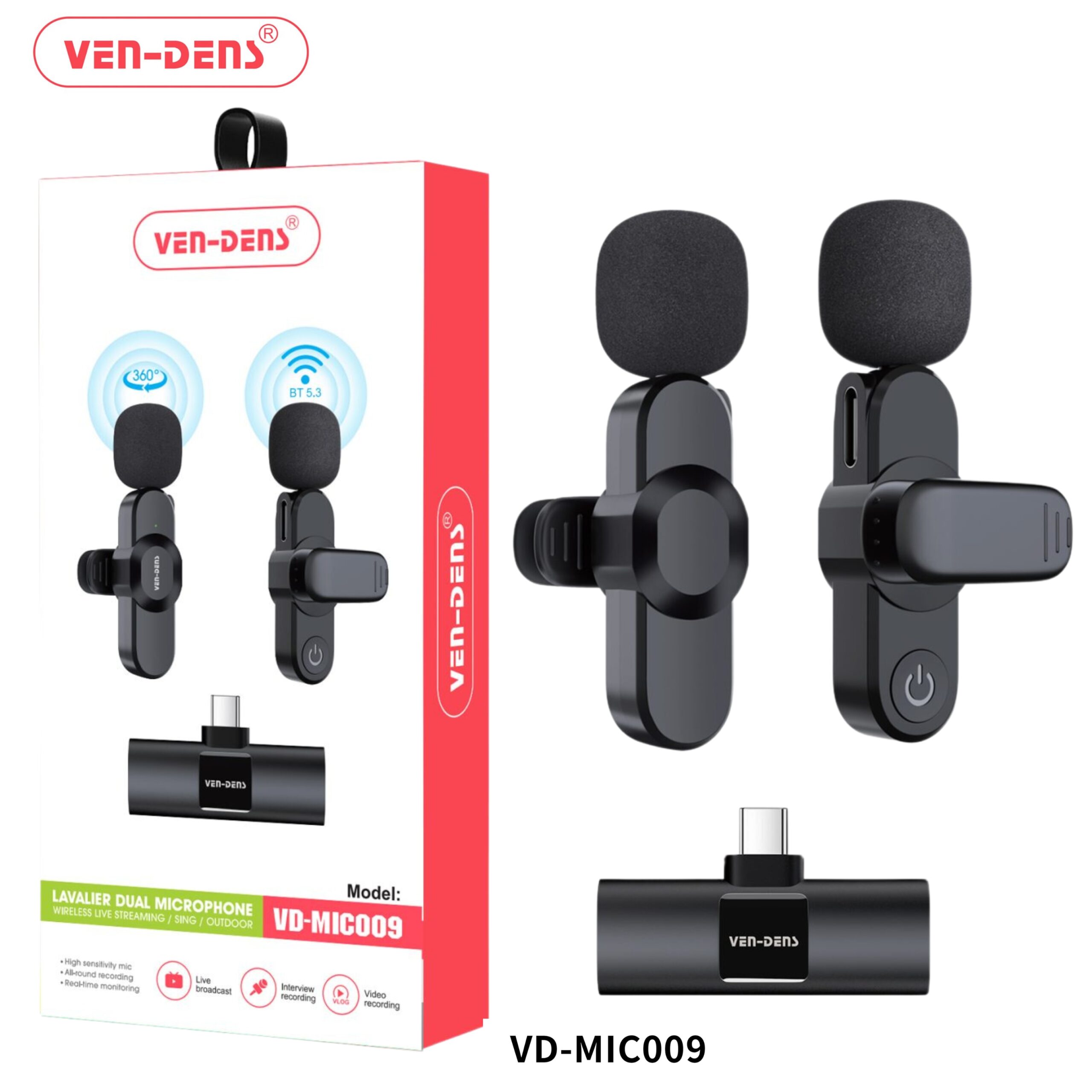 Ven-Dens Wireless Dual Microphone Type C Plug5 (VD-MIC009)